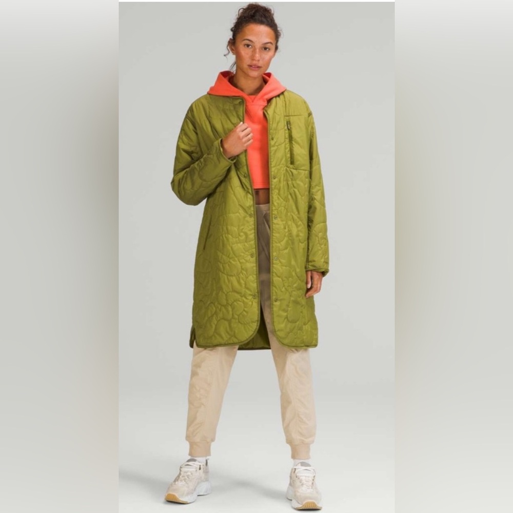 Lululemon Insulated Quilted Long
Bomber Heathered Juniper Green